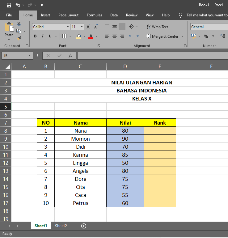 Cara Mengurutkan Rank