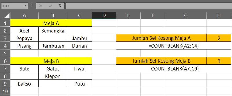 Rumus Counta Dan Countblank Menghitung Jumlah Sel Siexcel