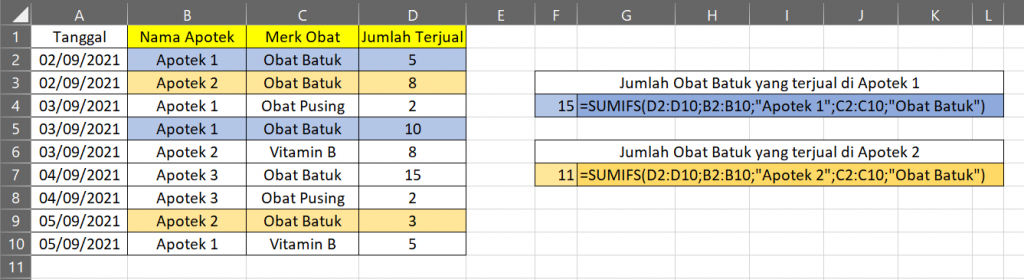 sumifs 2kriteria